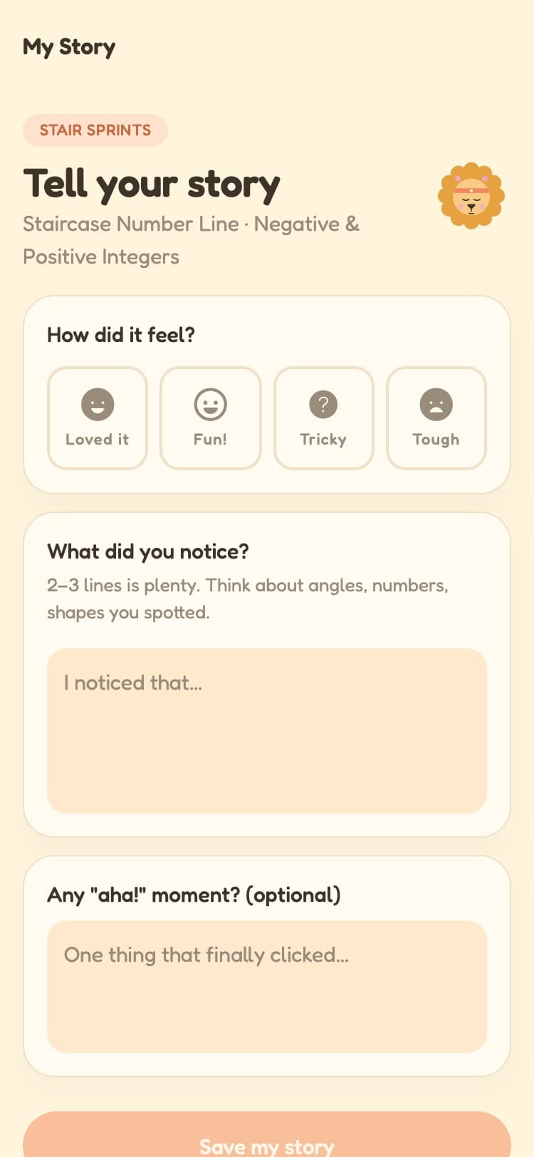Reflection prompt after a session