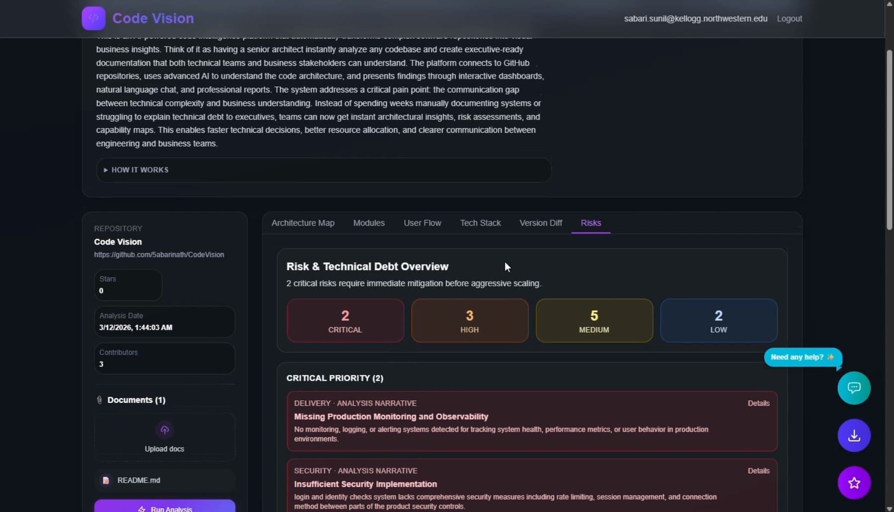 CodeVision risk and technical debt overview